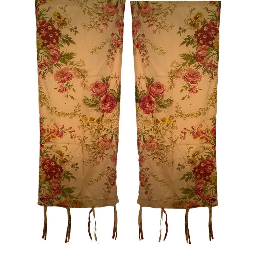 Three French floral curtains (3)